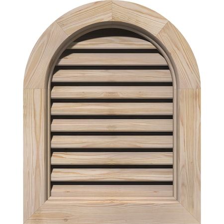 Round Top Gable Vent Unfinished, Functional, Pine Gable Vent W/ Brick Mould Face Frame, 22W X 36H